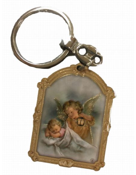 Llavero Madera Oro 7X9X0,5Cm Angel Con Farol