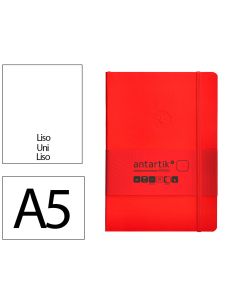 Cuaderno Con Gomilla Antartik Notes Tapa Blanda A5 Hojas Lisas Rojo 80 Hojas 80 Gr Fsc