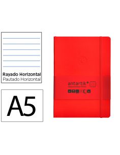 Cuaderno Con Gomilla Antartik Notes Tapa Blanda A5 Hojas Rayas Rojo 80 Hojas 80 Gr Fsc