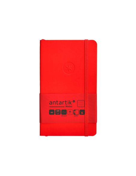 Cuaderno Con Gomilla Antartik Notes Tapa Blanda A6 Rayas Rojo 100 Hojas 80 Gr Fsc