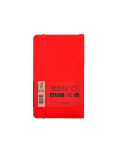 Cuaderno Con Gomilla Antartik Notes Tapa Blanda A6 Rayas Rojo 100 Hojas 80 Gr Fsc