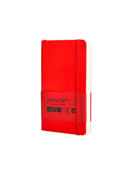 Cuaderno Con Gomilla Antartik Notes Tapa Blanda A6 Rayas Rojo 100 Hojas 80 Gr Fsc