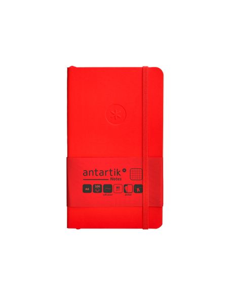 Cuaderno Con Gomilla Antartik Notes Tapa Blanda A6 Cuadricula Rojo 100 Hojas 80 Gr Fsc