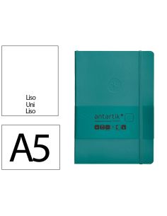 Cuaderno Con Gomilla Antartik Notes Tapa Blanda A5 Hojas Lisas Verde Aguamarina 80 Hojas 80 Gr Fsc
