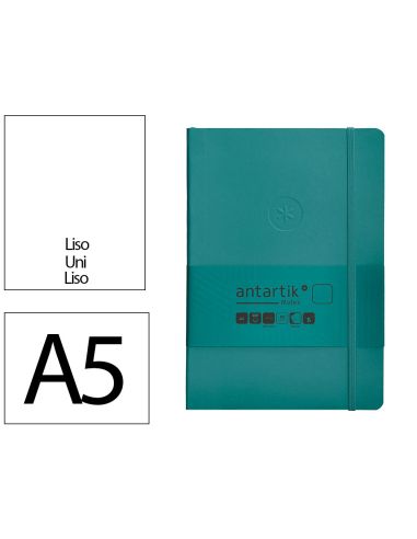 Cuaderno Con Gomilla Antartik Notes Tapa Blanda A5 Hojas Lisas Verde Aguamarina 80 Hojas 80 Gr Fsc