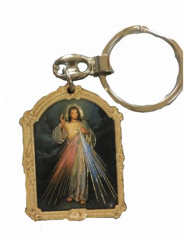 Llavero Madera Oro 7X9X0,5Cm Jesus Misericordioso