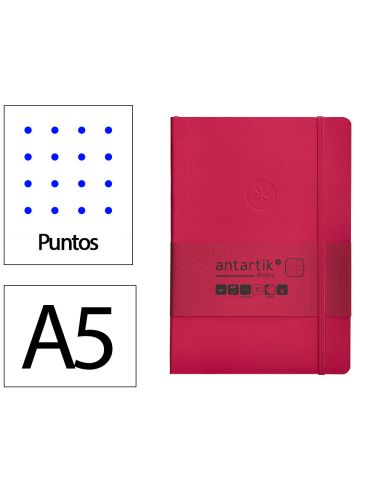 Cuaderno Con Gomilla Antartik Notes Tapa Blanda A5 Hojas Puntos Burdeos 80 Hojas 80 Gr Fsc