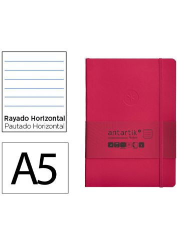 Cuaderno Con Gomilla Antartik Notes Tapa Blanda A5 Hojas Rayas Burdeos 80 Hojas 80 Gr Fsc