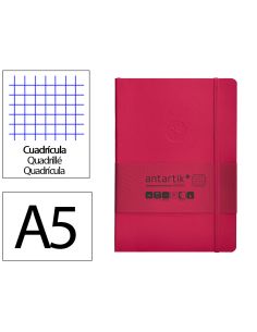Cuaderno Con Gomilla Antartik Notes Tapa Blanda A5 Hojas Cuadricula Burdeos 80 Hojas 80 Gr Fsc