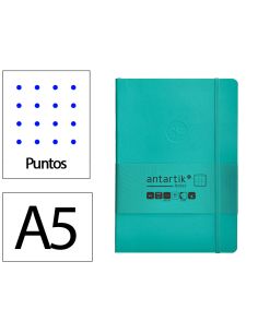 Cuaderno Con Gomilla Antartik Notes Tapa Blanda A5 Hojas Puntos Turquesa 80 Hojas 80 Gr Fsc