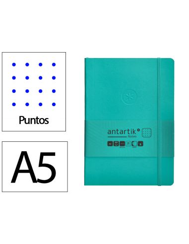 Cuaderno Con Gomilla Antartik Notes Tapa Blanda A5 Hojas Puntos Turquesa 80 Hojas 80 Gr Fsc