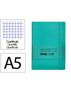 Cuaderno Con Gomilla Antartik Notes Tapa Blanda A5 Hojas Cuadricula Turquesa 80 Hojas 80 Gr Fsc