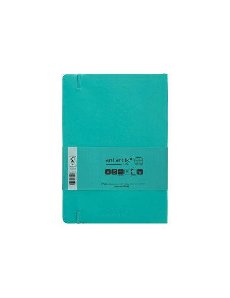 Cuaderno Con Gomilla Antartik Notes Tapa Blanda A5 Hojas Cuadricula Turquesa 80 Hojas 80 Gr Fsc