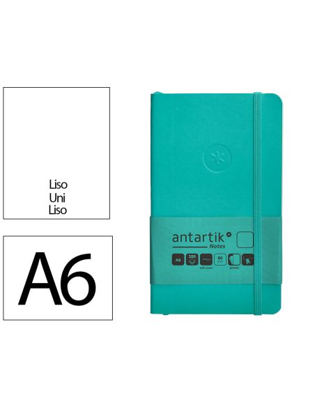 Cuaderno Con Gomilla Antartik Notes Tapa Blanda A6 Hojas Lisas Turquesa 100 Hojas 80 Gr Fsc