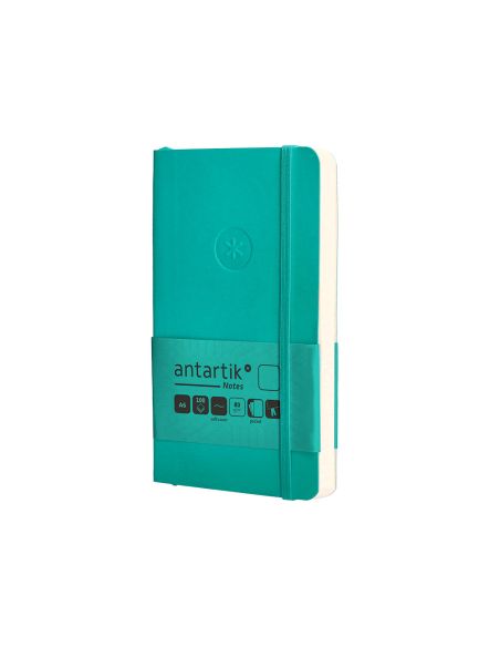 Cuaderno Con Gomilla Antartik Notes Tapa Blanda A6 Hojas Lisas Turquesa 100 Hojas 80 Gr Fsc