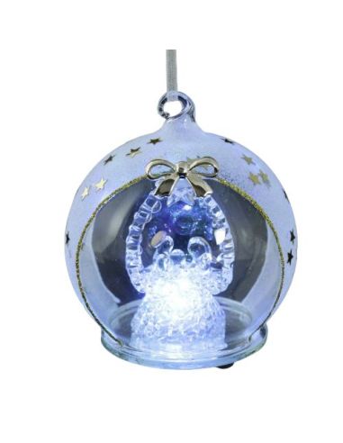 Bola Con Luz Cristal Decoración Navidad 8 X 8 X 9 Cm