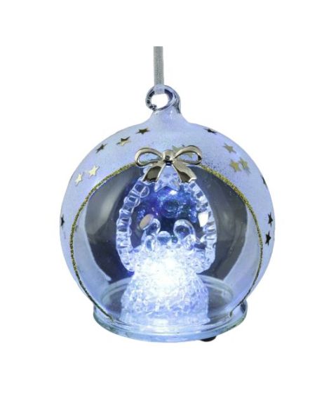 Bola Con Luz Cristal Decoración Navidad 8 X 8 X 9 Cm
