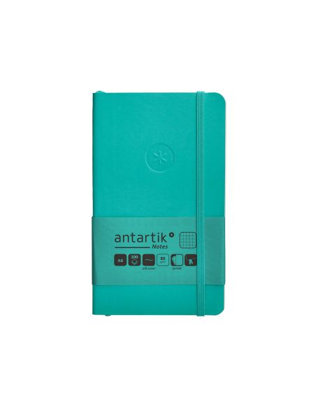 Cuaderno Con Gomilla Antartik Notes Tapa Blanda A6 Cuadricula Turquesa 100 Hojas 80 Gr Fsc