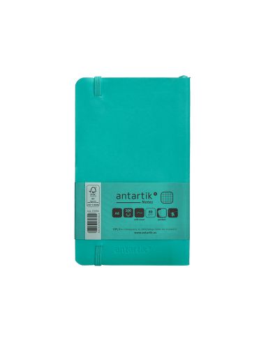Cuaderno Con Gomilla Antartik Notes Tapa Blanda A6 Cuadricula Turquesa 100 Hojas 80 Gr Fsc
