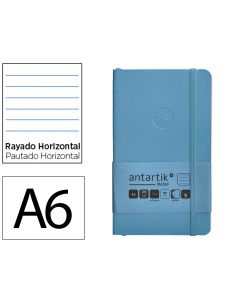 Cuaderno Con Gomilla Antartik Notes Tapa Blanda A6 Rayas Azul Claro 100 Hojas 80 Gr Fsc