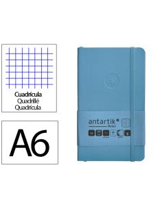 Cuaderno Con Gomilla Antartik Notes Tapa Blanda A6 Cuadricula Azul Claro 100 Hojas 80 Gr Fsc
