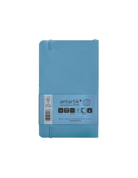 Cuaderno Con Gomilla Antartik Notes Tapa Blanda A6 Cuadricula Azul Claro 100 Hojas 80 Gr Fsc