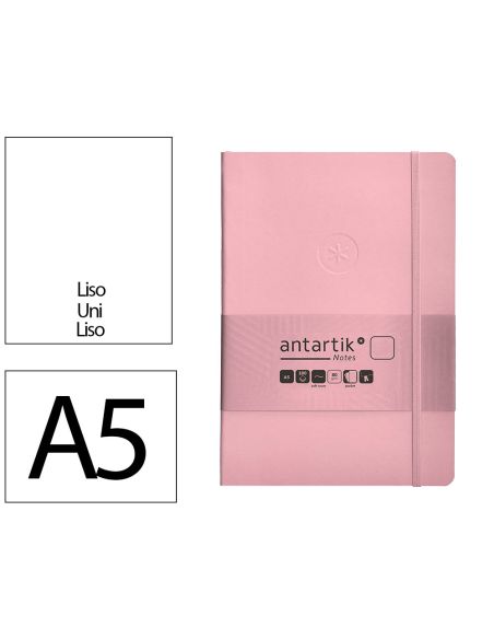 Cuaderno Con Gomilla Antartik Notes Tapa Blanda A5 Hojas Lisas Rosa Pastel 80 Hojas 80 Gr Fsc