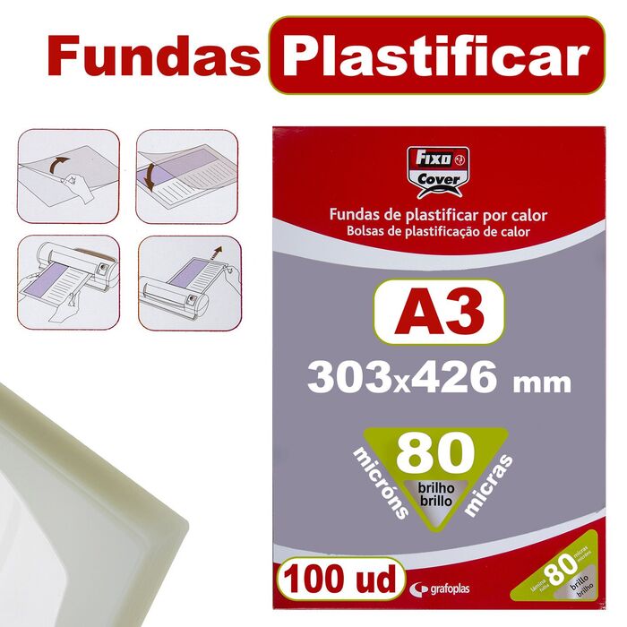 Fundas de plastificar tamaño A4 de 125 micras (100 unds) - LOAN Papeleria