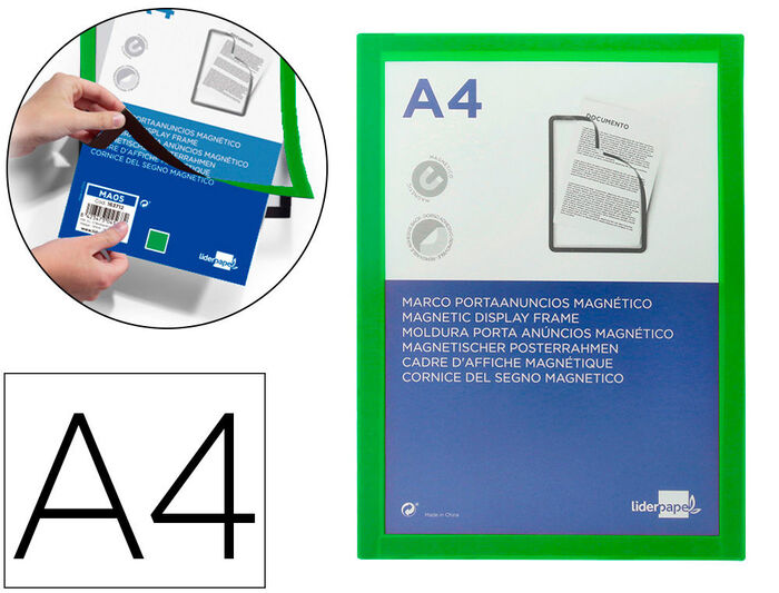 Marco porta anuncios tarifold magneto din a4 dorso adhesivo removible color  negro pack de 2 unidades